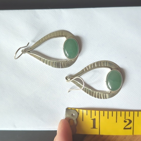 Sterling green aventurine earrings - Picture 2 of 2